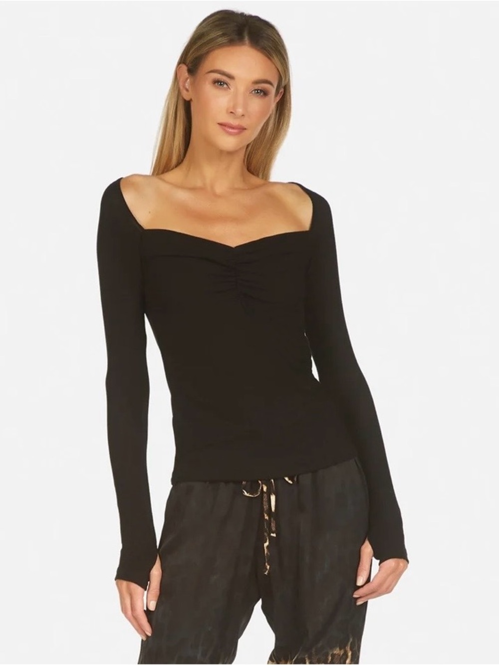 Michael Lauren Kiran Sweetheart Neckline Top in Black Size Small